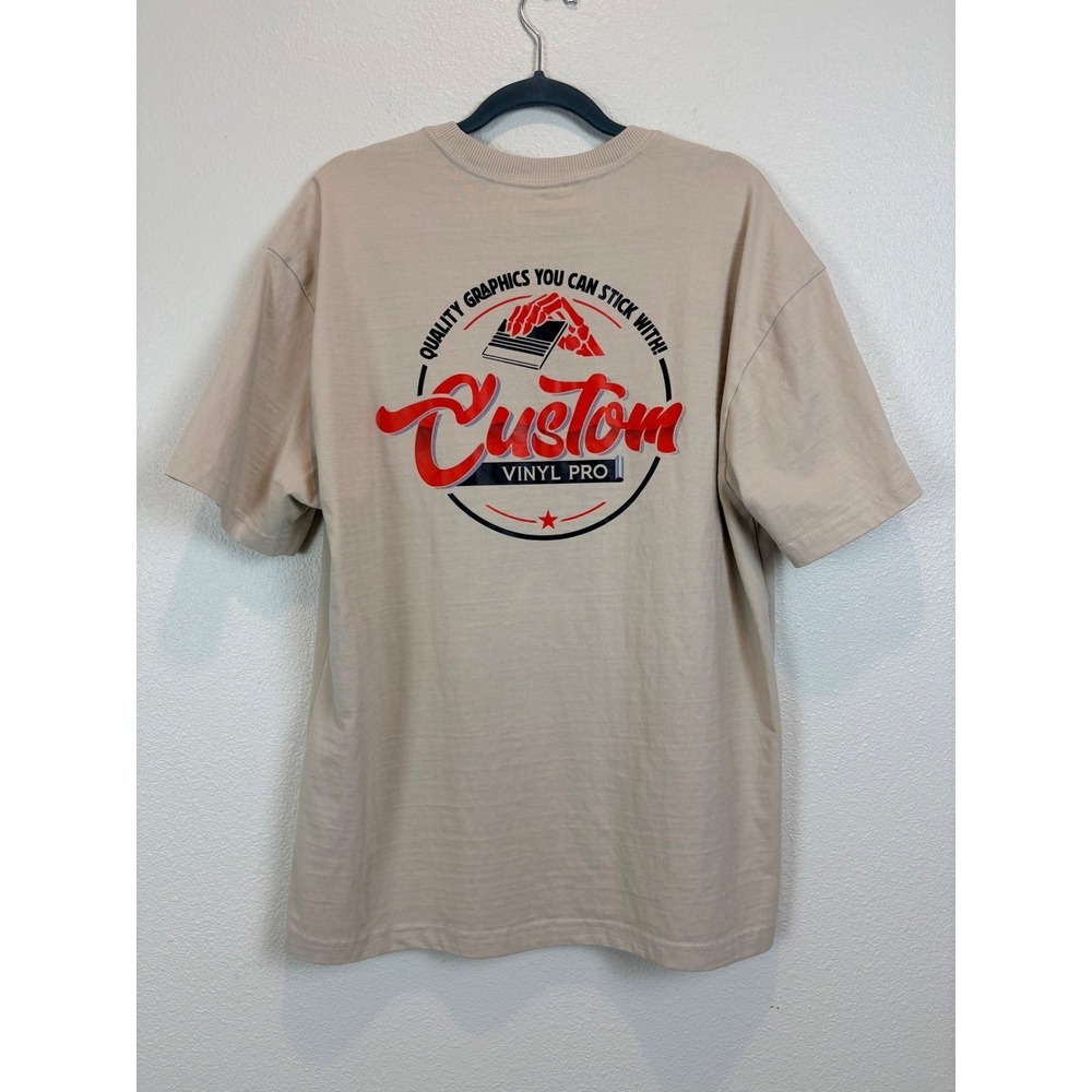 American Apparel T Shirt Men's L Beige Custom Vinyl Pro Graphic Heavyweight Tee